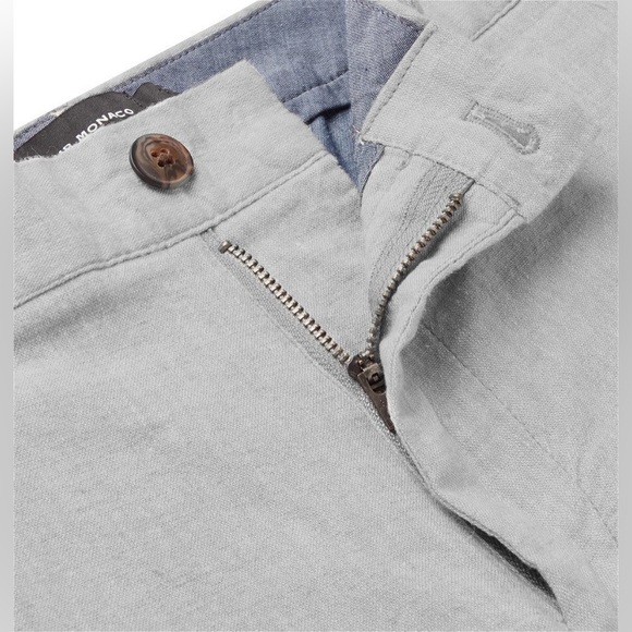 Club Monaco Baxter Slim-Fit Stretch Linen & Cotton-Blend Chambray Shorts - Gray - Picture 4 of 9